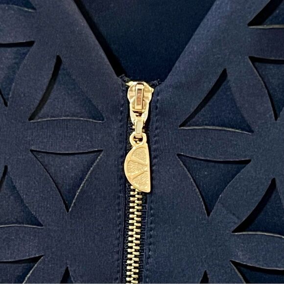 Lilly Pulitzer Daisy Laser Cut Scuba Dress Sz XS Navy Preppy Resort Country Club - Picture 9 of 13